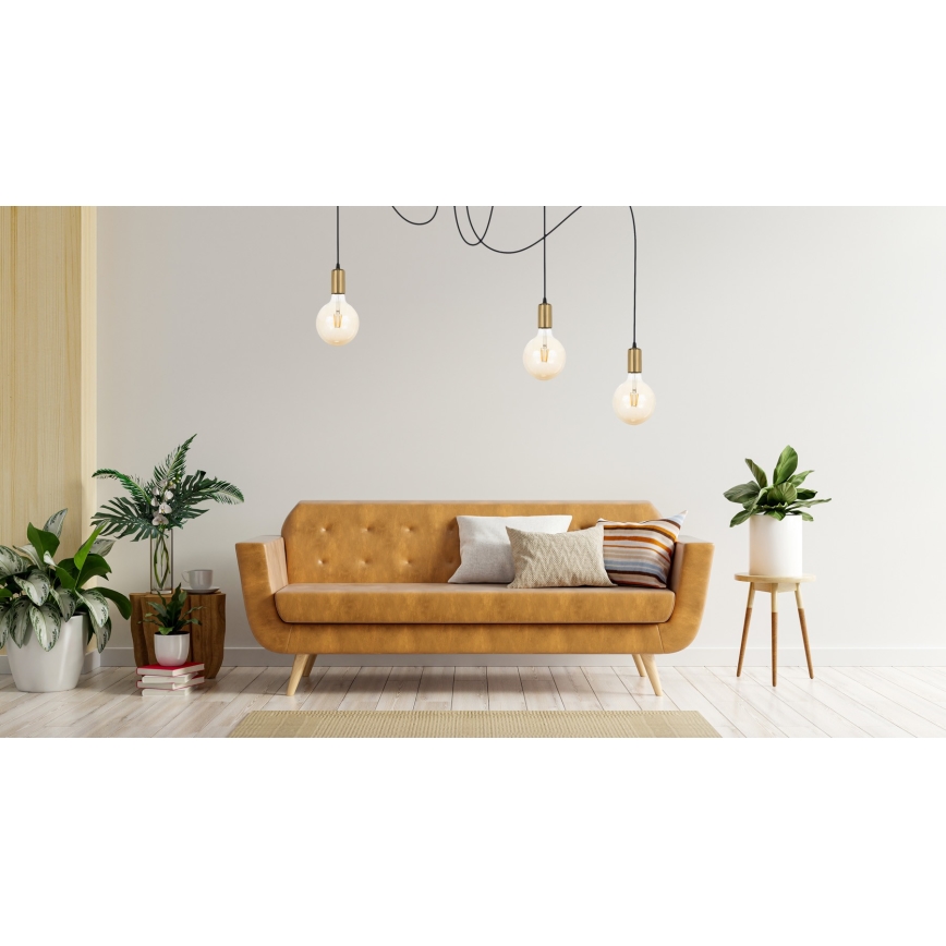 Пендел MIROS 3xE27/60W/230V паяк черен/златист