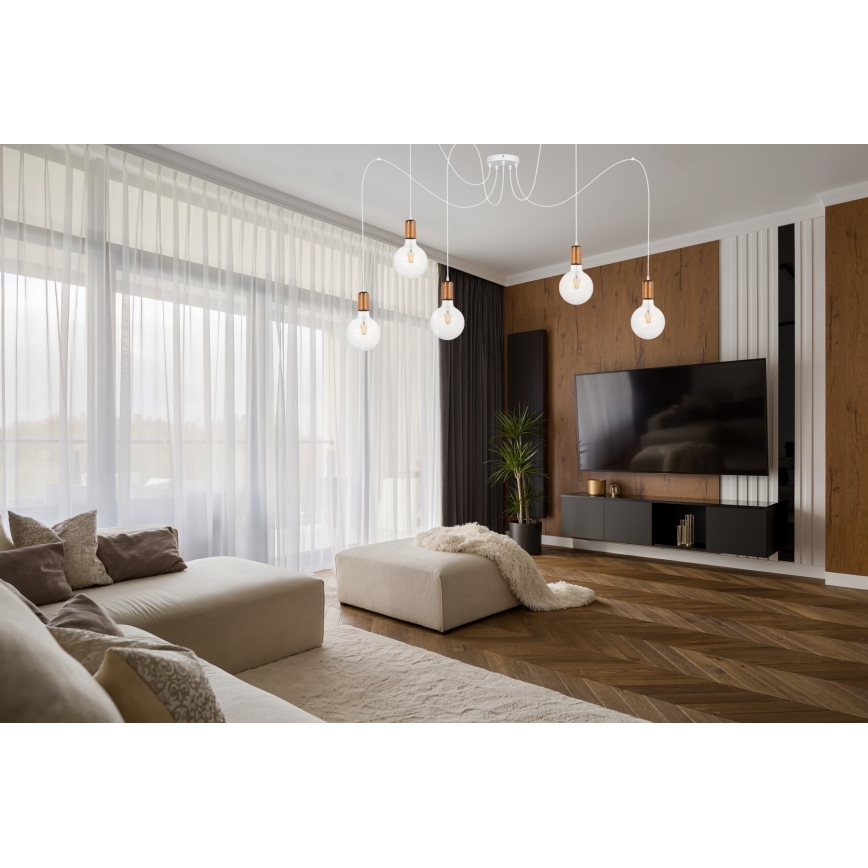 Пендел MIROS 5xE27/60W/230V паяк бял/меден