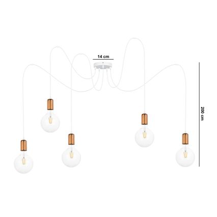 Пендел MIROS 5xE27/60W/230V паяк бял/меден