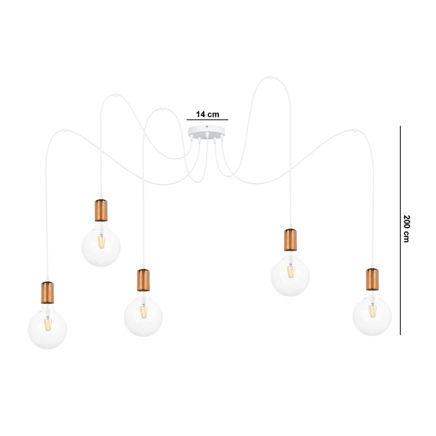 Пендел MIROS 5xE27/60W/230V паяк бял/меден