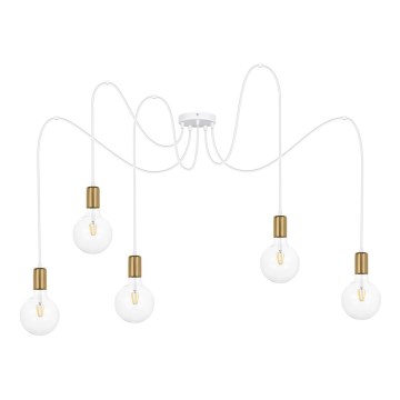 Пендел MIROS 5xE27/60W/230V паяк бял/златист