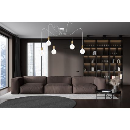Пендел MIROS 5xE27/60W/230V паяк бял/златист