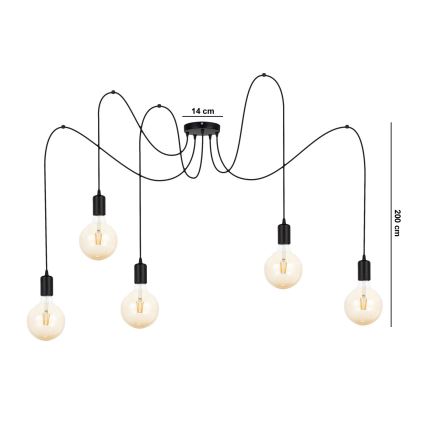 Пендел MIROS 5xE27/60W/230V паяк черен