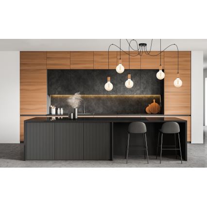 Пендел MIROS 5xE27/60W/230V паяк черен/меден