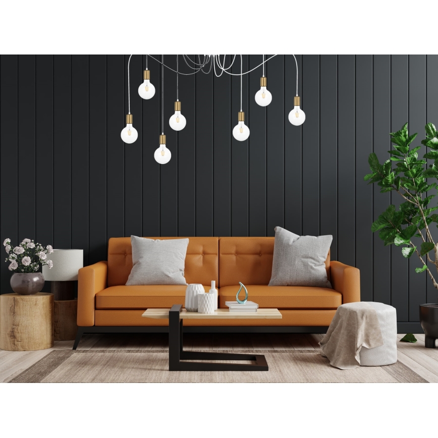 Пендел MIROS 7xE27/60W/230V паяк бял/златист