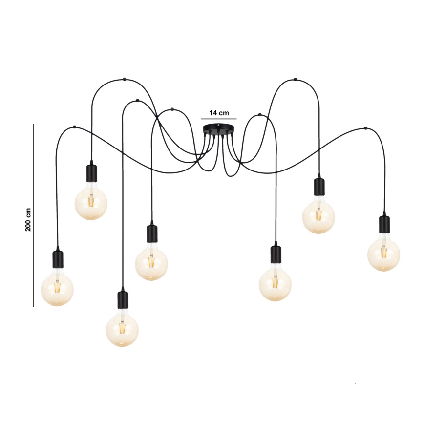 Пендел MIROS 7xE27/60W/230V паяк черен