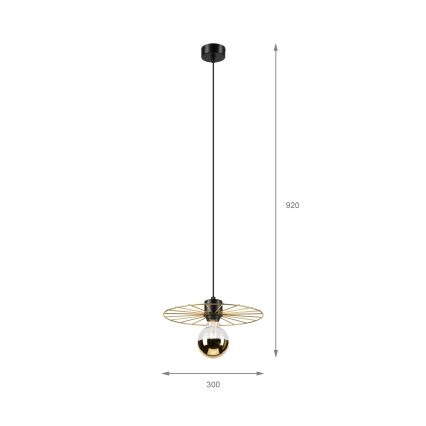 Пендел MONTANA 1xE27/15W/230V Ø 30 см златист/черен