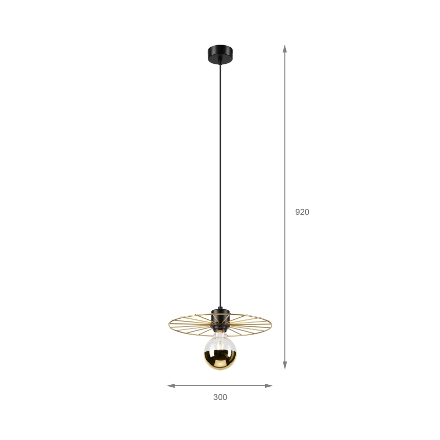 Пендел MONTANA 1xE27/15W/230V Ø 30 см златист/черен