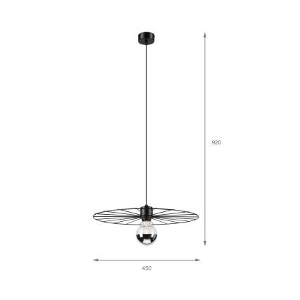 Пендел MONTANA 1xE27/15W/230V Ø 45 см черен
