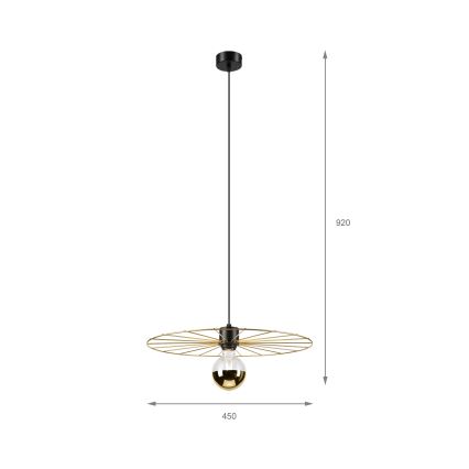 Пендел MONTANA 1xE27/15W/230V Ø 45 см златист/черен
