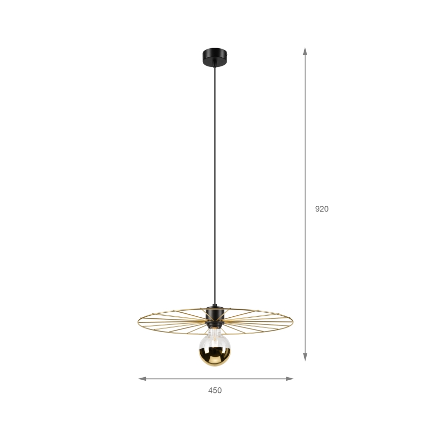 Пендел MONTANA 1xE27/15W/230V Ø 45 см златист/черен