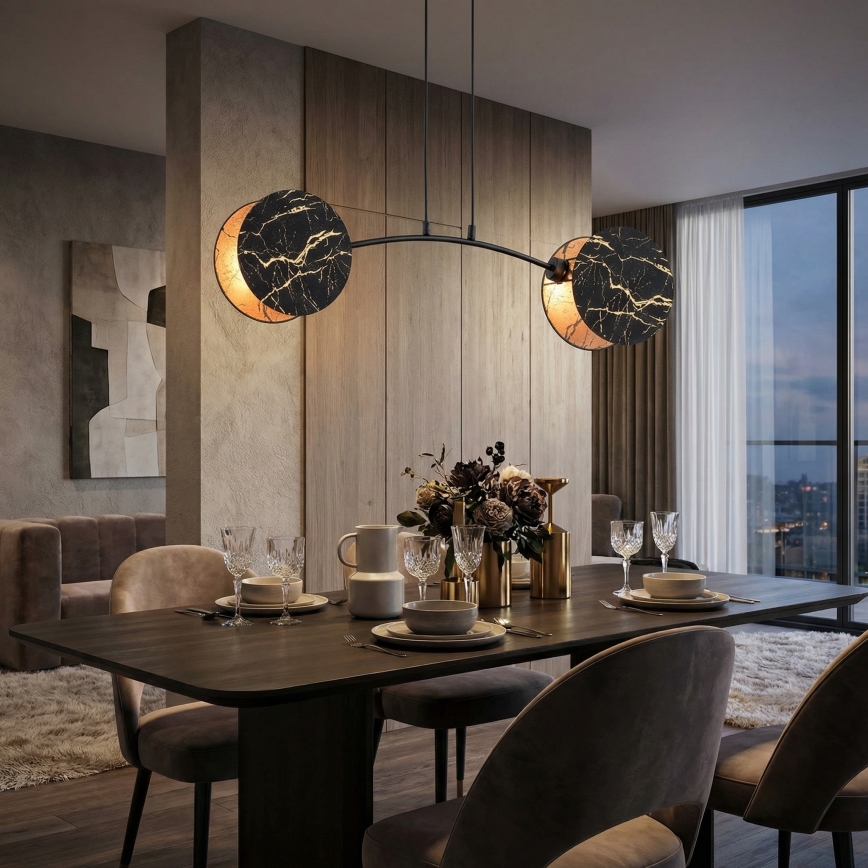 Пендел MOTIF 2xE27/15W/230V черен/златист