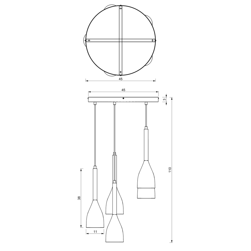 Пендел MUZA 5xE27/15W/230V черен/кафяв/меден/бук