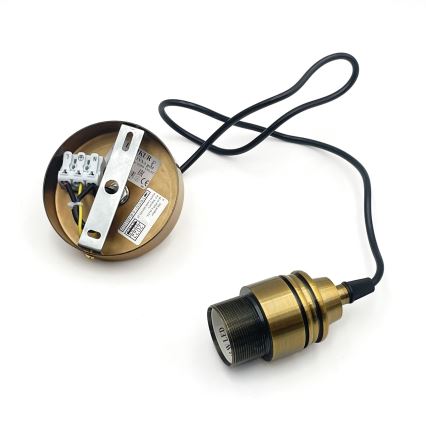 Пендел на шнур HECTOR 1xE27/15W/230V бял/месинг Ø 20 см