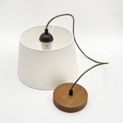 Пендел на кабел AIDA 1xE27/60W/230V, Ø 25 см, дъб/кафяв/бял