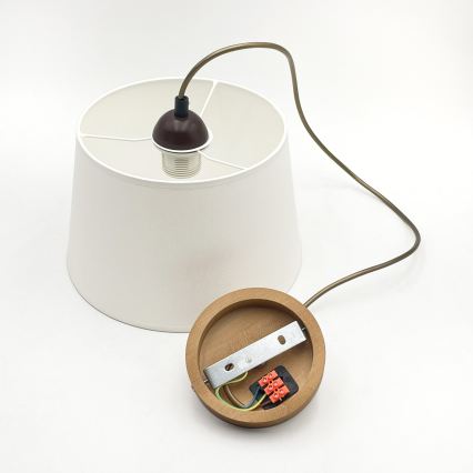 Пендел на кабел AIDA 1xE27/60W/230V, Ø 25 см, дъб/кафяв/бял