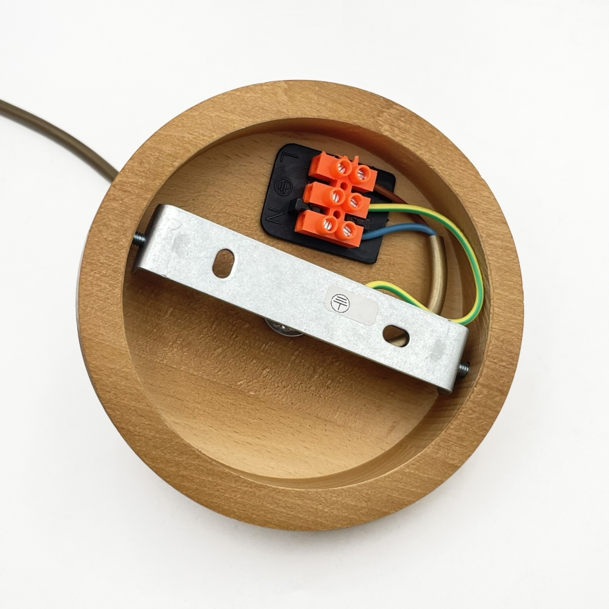 Пендел на кабел AIDA 1xE27/60W/230V, Ø 25 см, дъб/кафяв/бял