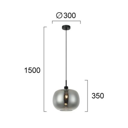Пендел на кабел ALAN 1xE27/40W/230V димно черен