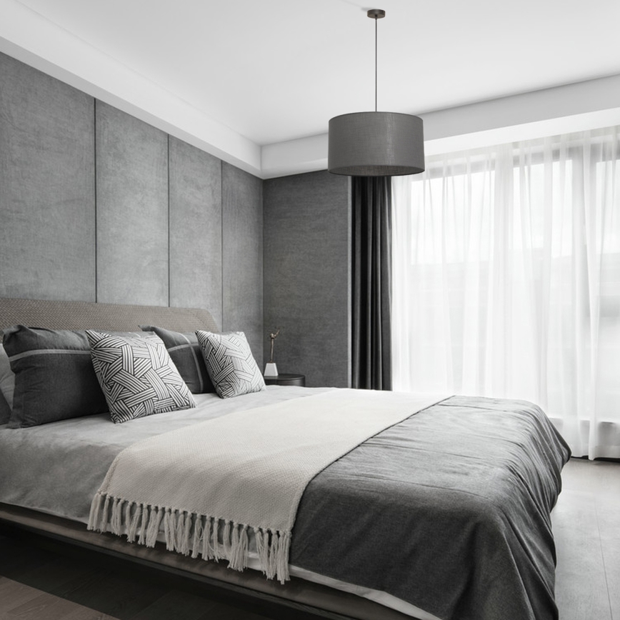 Пендел на кабел ALBA 1xE27/15W/230V Ø 45 см, сив