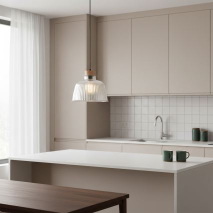 Пендел на кабел ASTA 1xE27/60W/230V Ø 28 см дъб