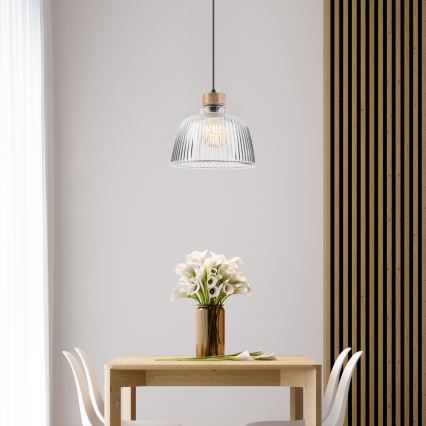 Пендел на кабел ASTA 1xE27/60W/230V Ø 28 см дъб