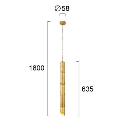 Пендел на кабел BAMBOO 1xGU10/50W/230V бамбук