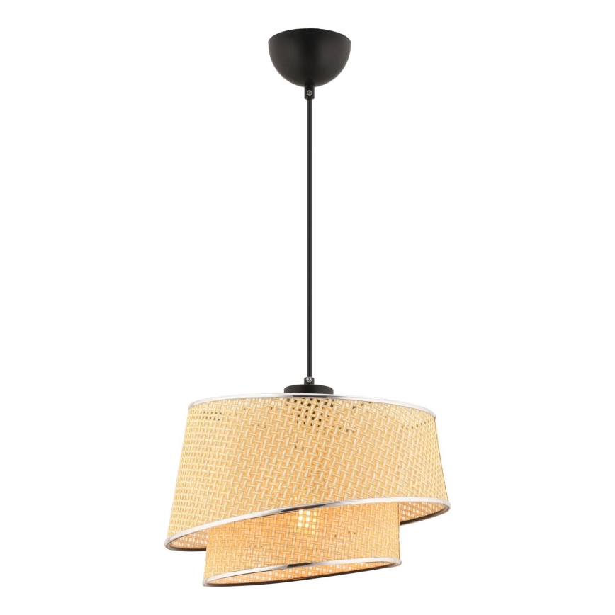 Пендел на кабел BARETTE 1xE27/60W/230V бежов/лъскав хром