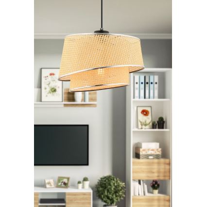 Пендел на кабел BARETTE 1xE27/60W/230V бежов/лъскав хром