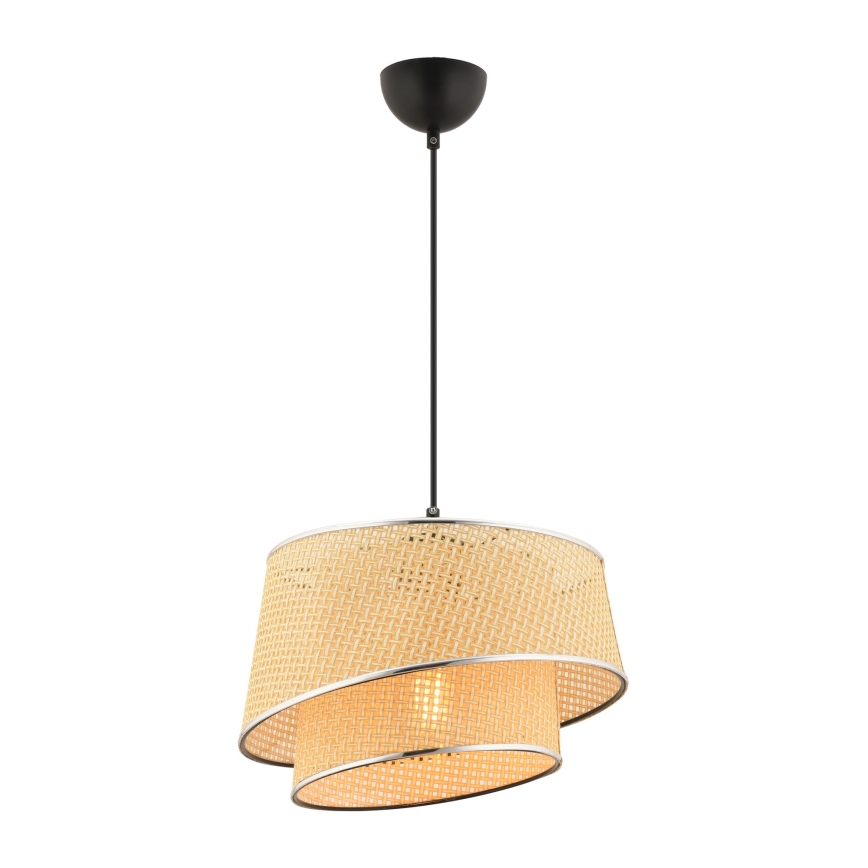 Пендел на кабел BARETTE 1xE27/60W/230V бежов/лъскав хром