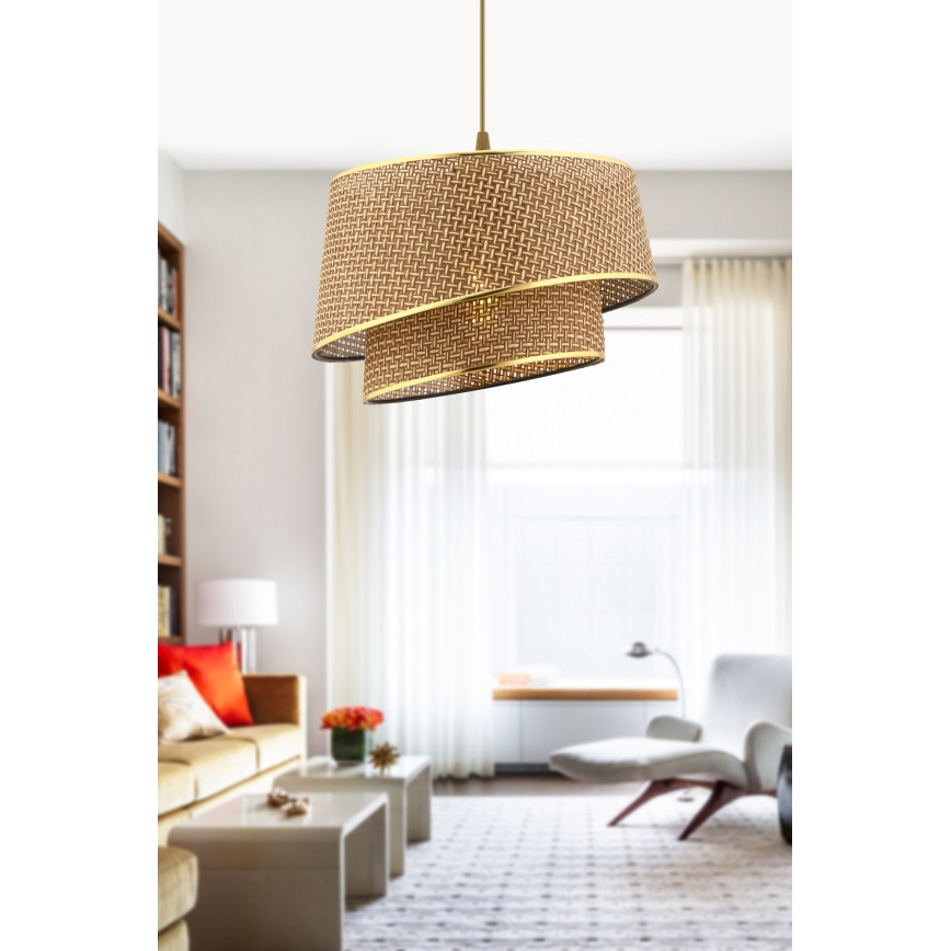 Пендел на кабел BARETTE 1xE27/60W/230V кафяв/златен