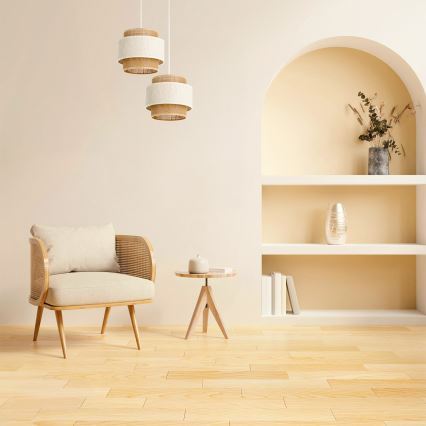 Пендел на кабел BOHO 2xE27/60W/230V крем/юта