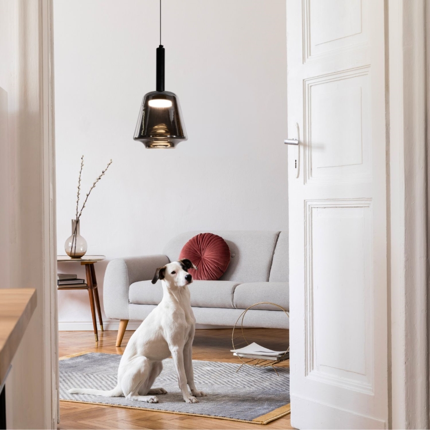 Пендел на кабел BUENO 1xGX53/9W/230V Ø 18 см опушено черно