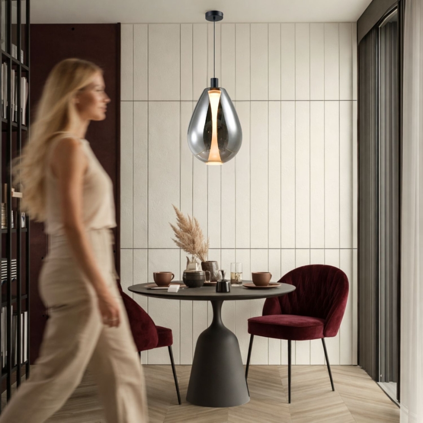 Пендел на кабел DENSO 1xGU10/10W/230V Ø 30 см черен хром