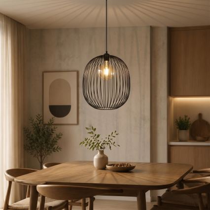 Пендел на кабел DESTELLO 1xE27/15W/230V Ø 32 см черен