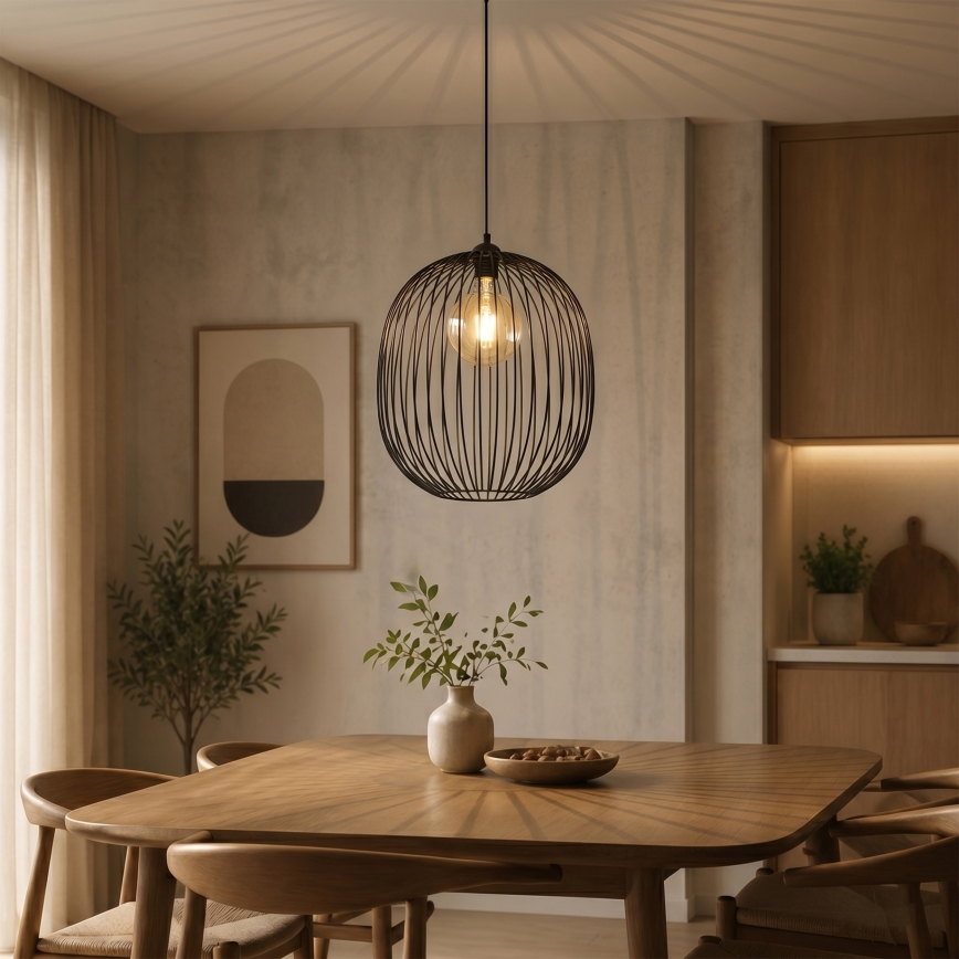 Пендел на кабел DESTELLO 1xE27/15W/230V Ø 32 см черен