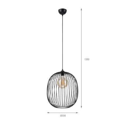 Пендел на кабел DESTELLO 1xE27/15W/230V Ø 32 см черен