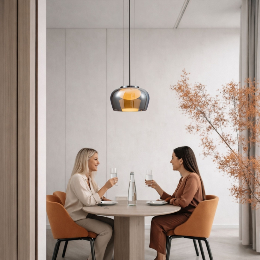 Пендел на кабел INSIEME 1xGX53/10W/230V, диаметър 35 см, опушено черно