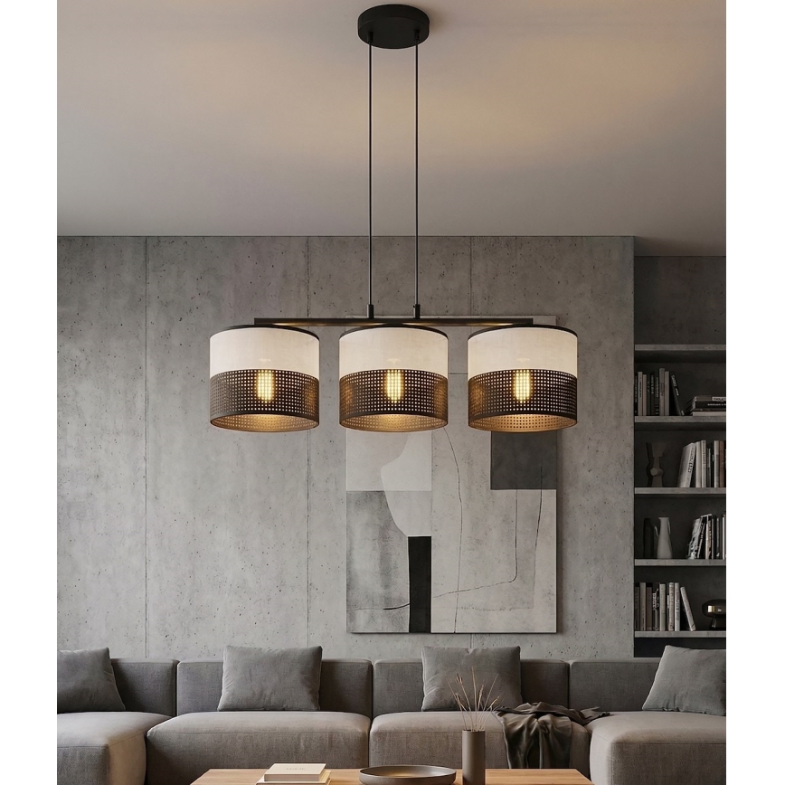 Пендел на кабел KARBON 3xE27/15W/230V черен/сив