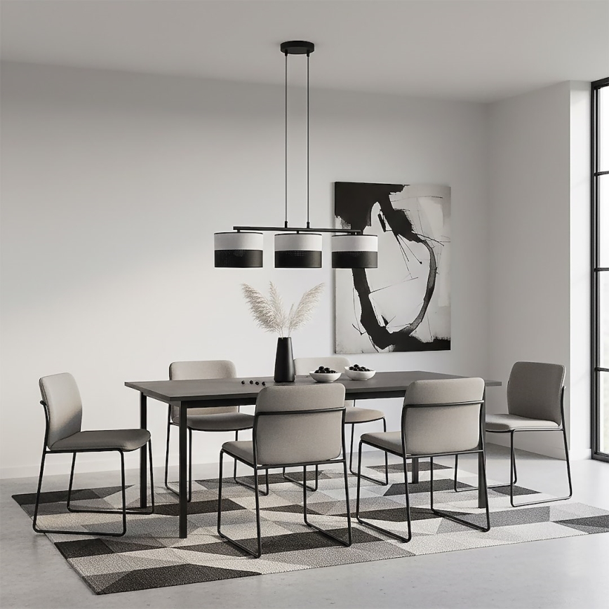 Пендел на кабел KARBON 3xE27/15W/230V черен/сив