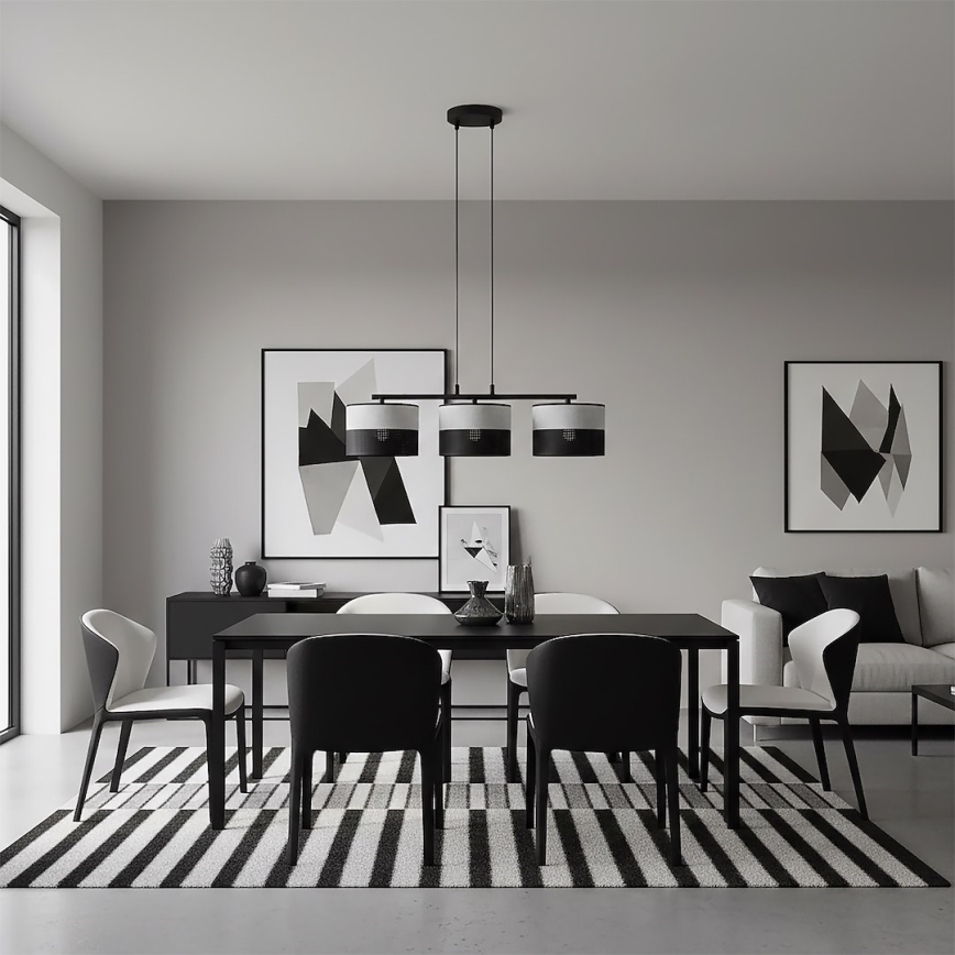 Пендел на кабел KARBON 3xE27/15W/230V черен/сив