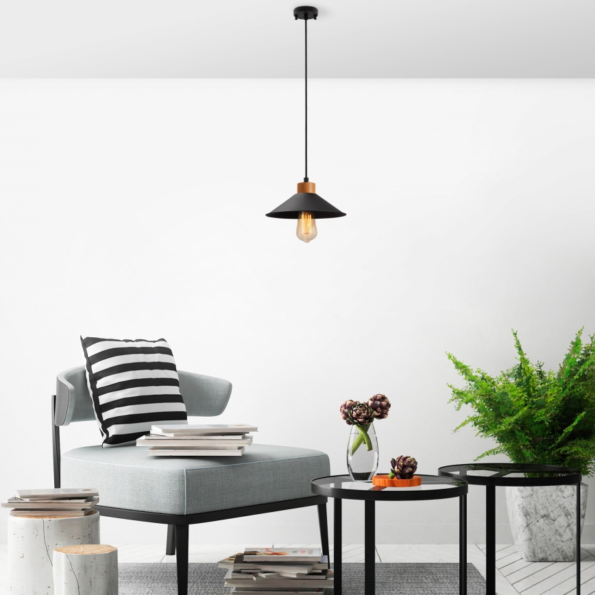 Пендел на кабел MANAVGAT 1xE27/40W/230V черен/кафяв