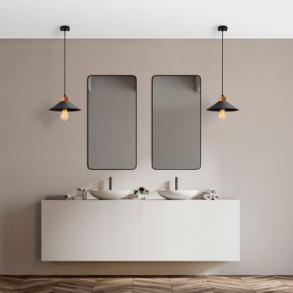 Пендел на кабел MANAVGAT 1xE27/40W/230V черен/кафяв