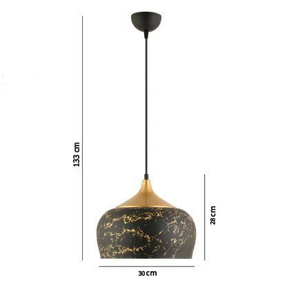 Пендел на кабел MONZA 1xE27/40W/230V Ø 30 см черен/бронзов