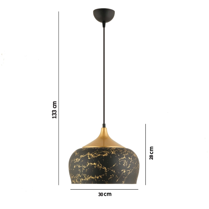 Пендел на кабел MONZA 1xE27/40W/230V Ø 30 см черен/бронзов