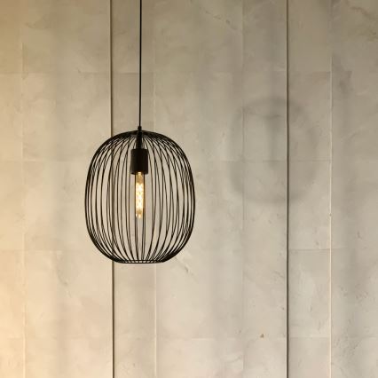 Пендел на кабел OVELLA 1xE27/15W/230V Ø 34 см черен