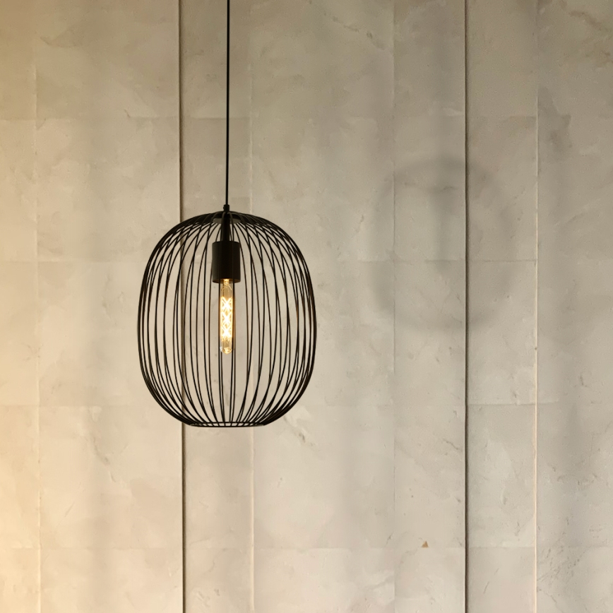 Пендел на кабел OVELLA 1xE27/15W/230V Ø 34 см черен