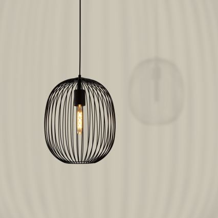Пендел на кабел OVELLA 1xE27/15W/230V Ø 34 см черен