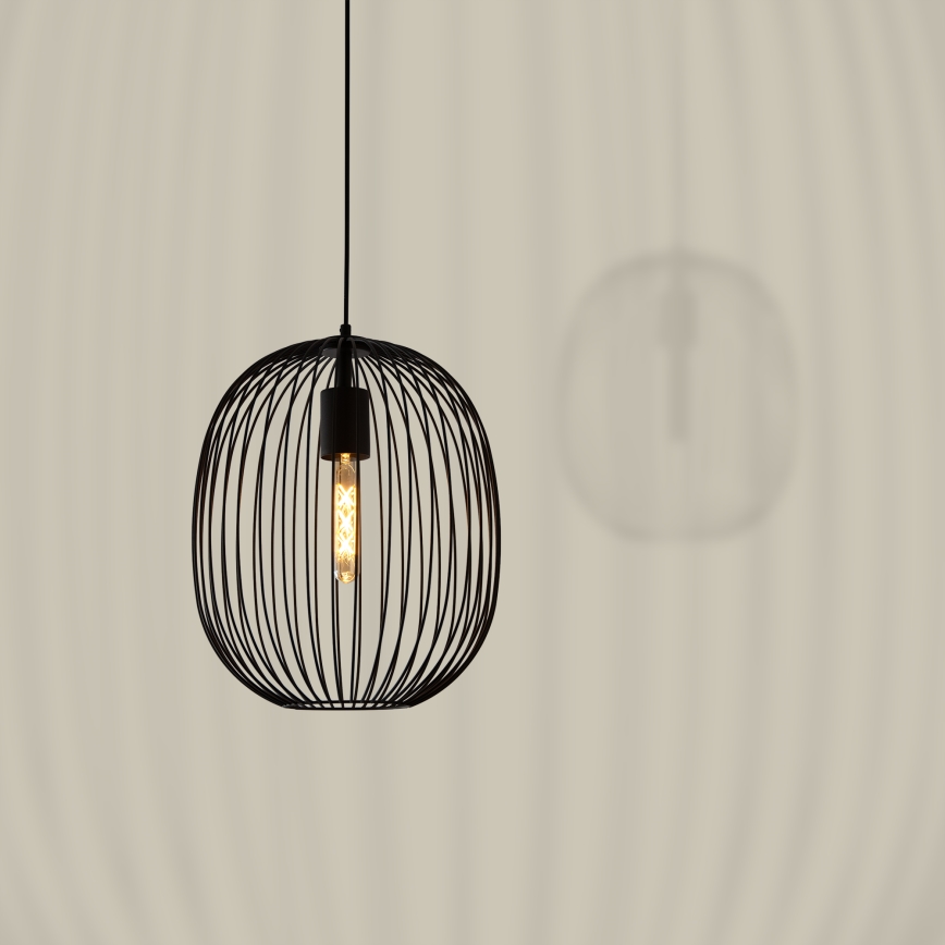 Пендел на кабел OVELLA 1xE27/15W/230V Ø 34 см черен
