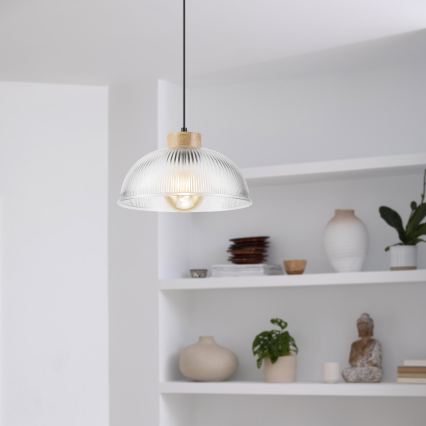 Пендел на кабел PIA 1xE27/60W/230V Ø 30 см, дъб