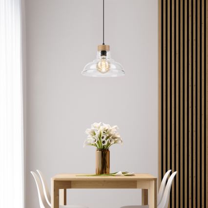 Пендел на кабел SINGLE 1xE27/60W/230V диам. 28 см дъб